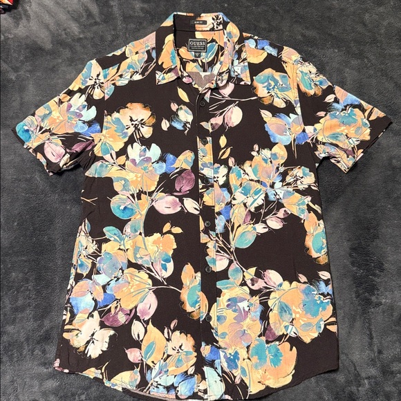 Guess Floral Print Button-Up Slim Fit Shirt - S - Picture 1 of 2